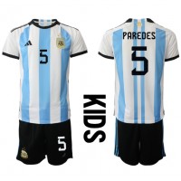 Dres Argentina Leandro Paredes #5 Domaci za djecu SP 2022 Kratak Rukav (+ kratke hlače)